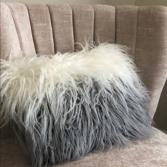 Bedding Cream And Gray Shaggy Decorative Pillow Poshmark